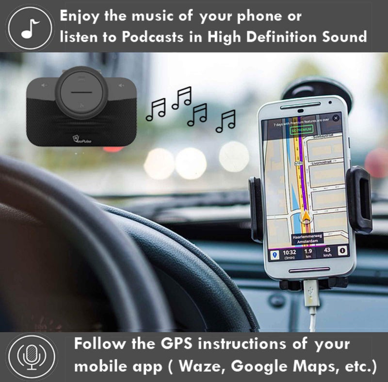 VeoPulse Car Speakerphone B-PRO 2 Hands-Free kit, 6W Hi-Fi Speakers, with Bluetooth Automatic multipoint Cellphone Connection - Image 3